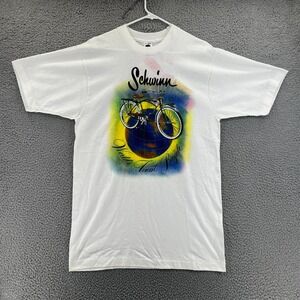Vintage 90s Schwinn Worlds Finest Bicycle Promo T Shirt Adult Large White READ